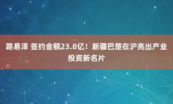 路易泽 签约金额23.8亿！新疆巴楚在沪亮出产业投资新名片