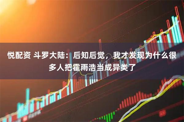 悦配资 斗罗大陆：后知后觉，我才发现为什么很多人把霍雨浩当成异类了